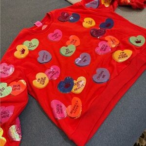 Queen of Sparkles Red Sequin Heart Sweatshirt